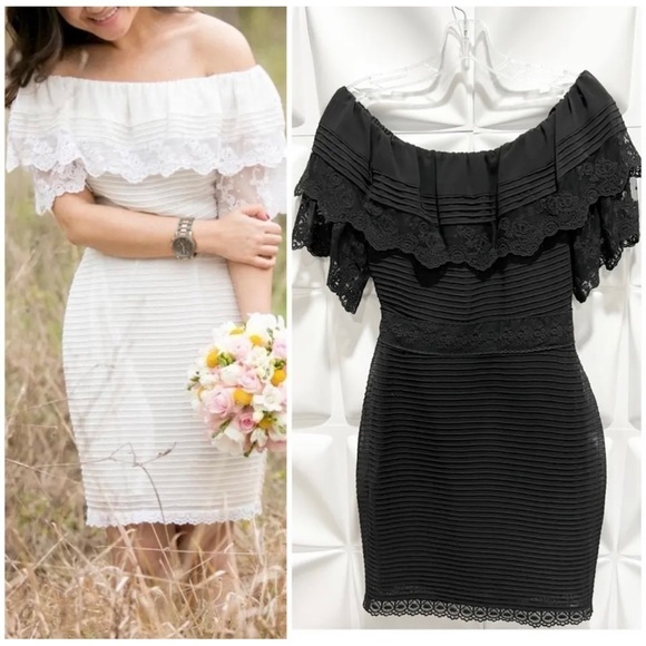 Alice by Temperley Sz 2 Lace Off-the-Shoulder Mini Sheath Mini Dress Scalloped - Picture 6 of 11